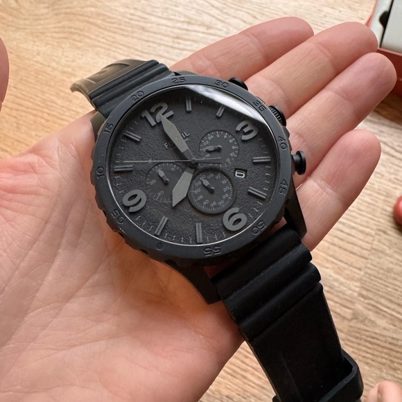 🎁Fossil Mens Matte Black Chronograph Watch - Picture 6 of 10
